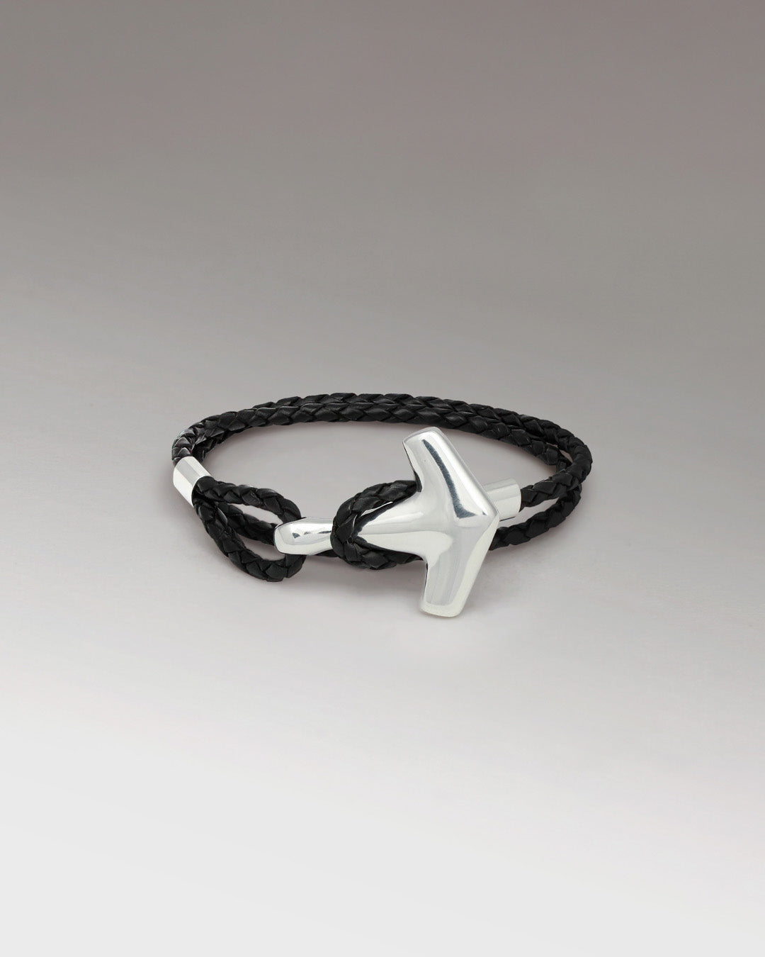 Arch Armband - Silver & Dubbelt Svart Läder