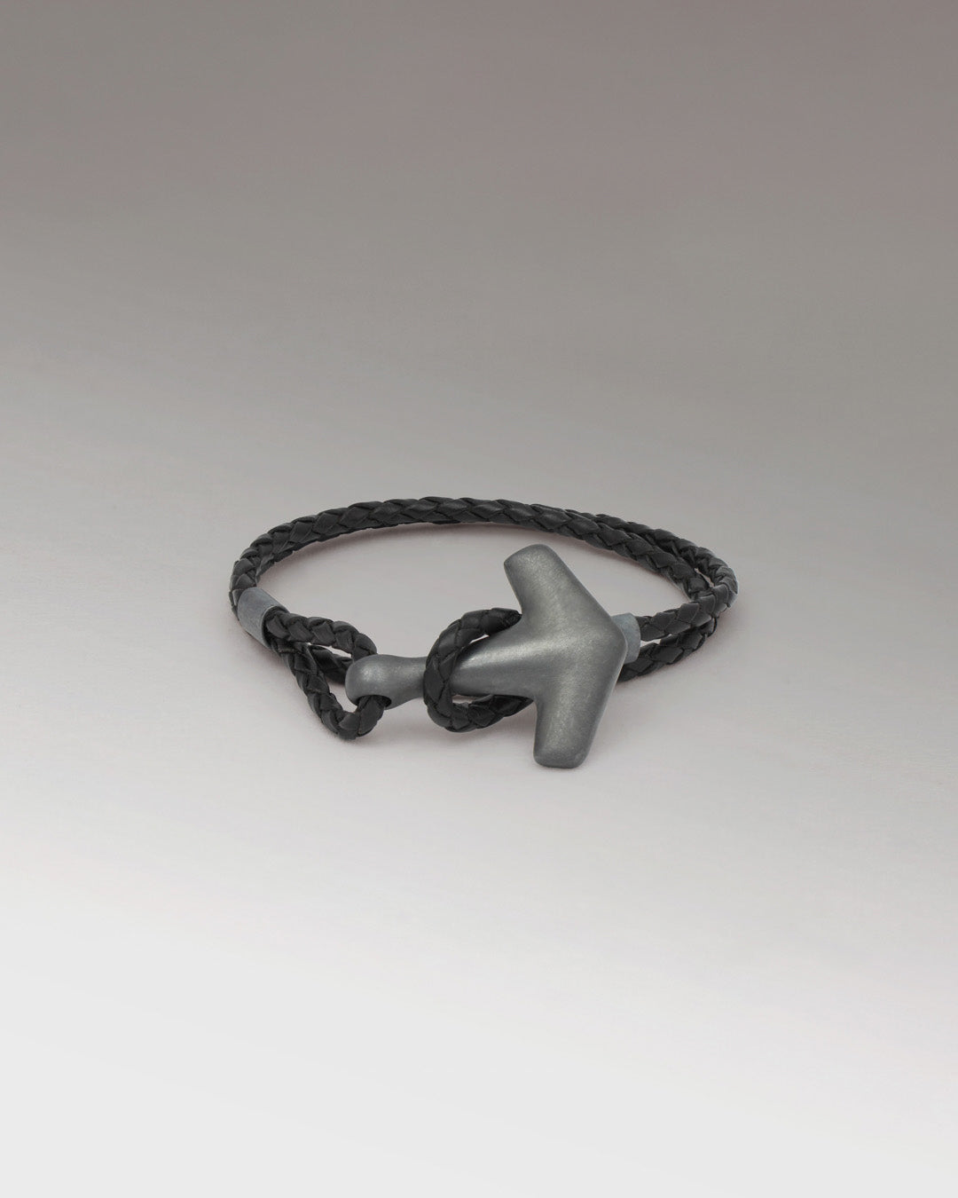Arch Armband - OxidSilver & Dubbelt Svart Läder