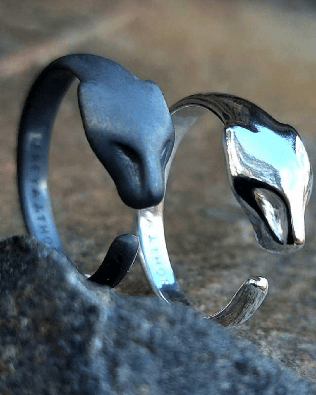 Lynx Ring - Oxid Sterling Silver - open end