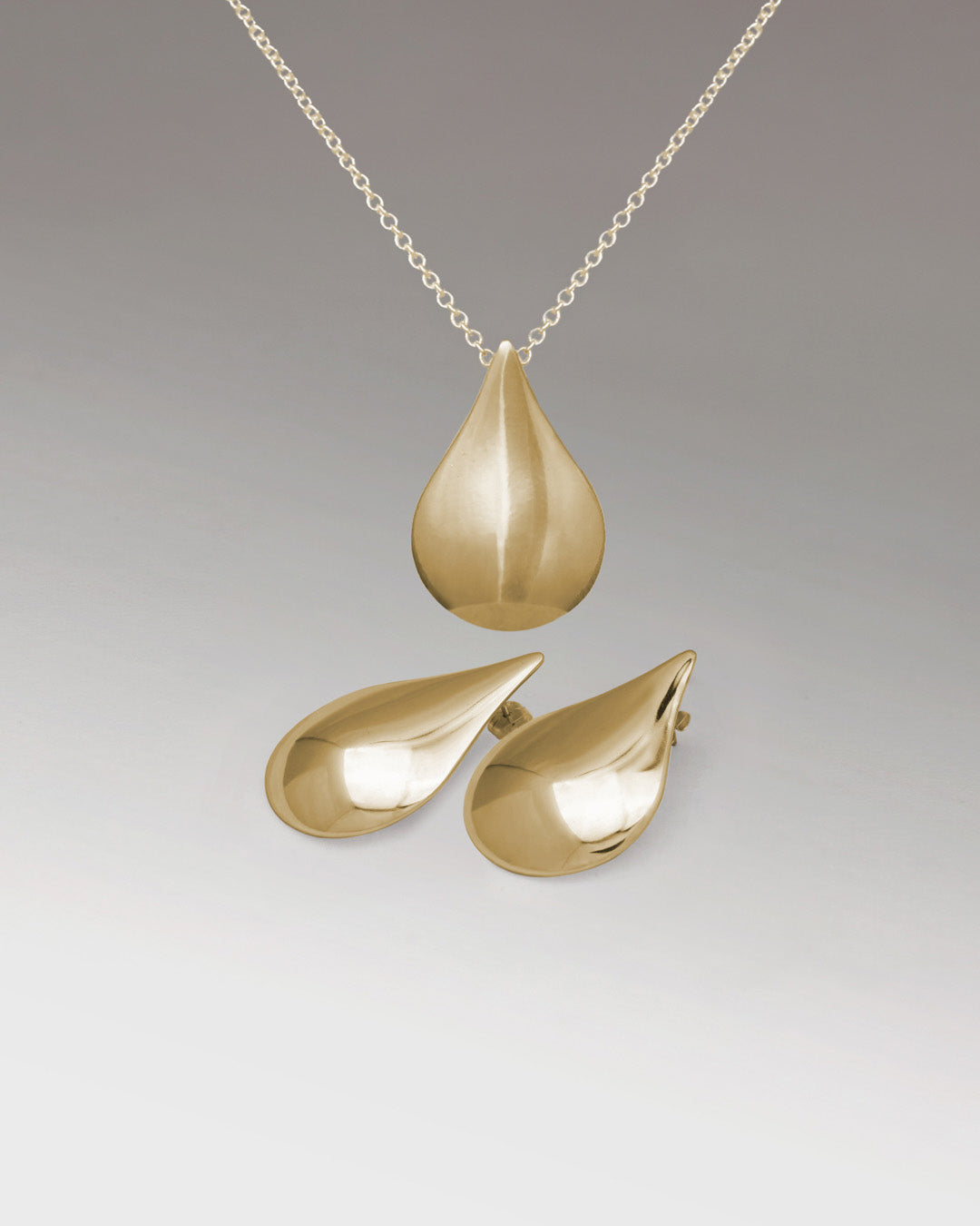 Frejas Tårar – Halsband & Örhängen Guld Mid