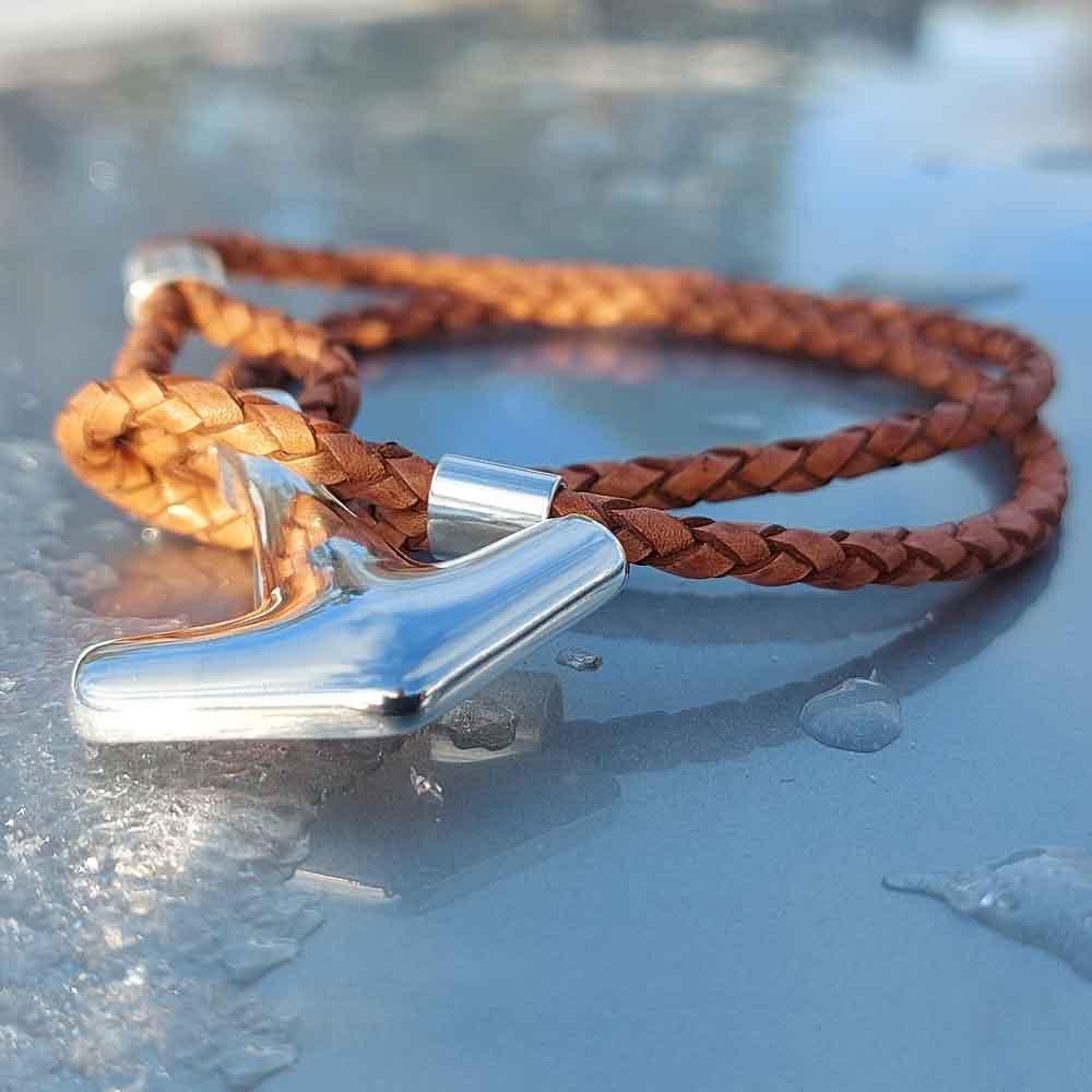 Arch Bracelet - Silver & Double Brown Leather - Freya & Thor of Sweden