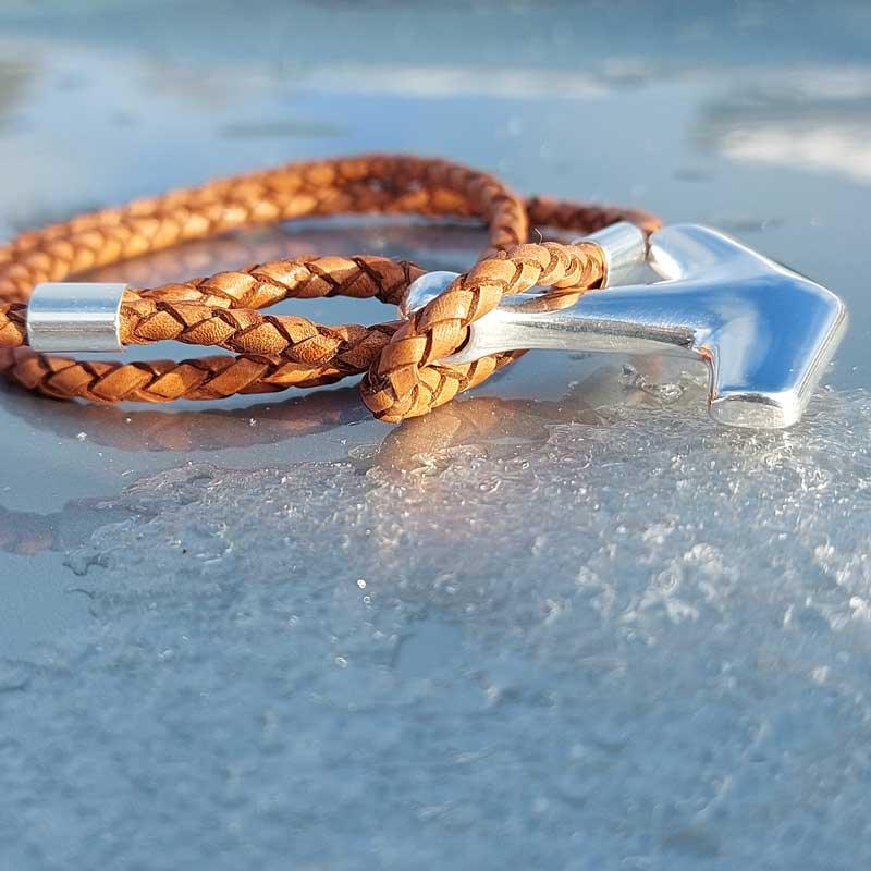 Arch Bracelet - Silver & Double Brown Leather - Freya & Thor of Sweden
